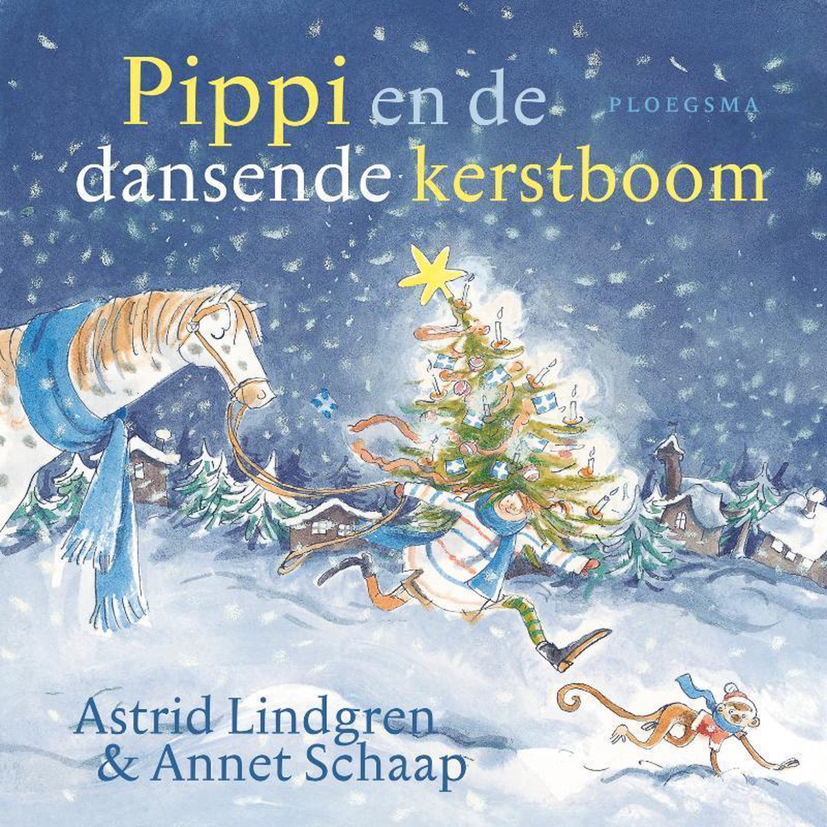 de cover van een van astrid lindgren boeken pippi en de dansende kerstboom