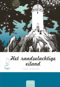 de cover van het boek moemins 8 het raadselachtige eiland van de Finse schrijver tove jansson