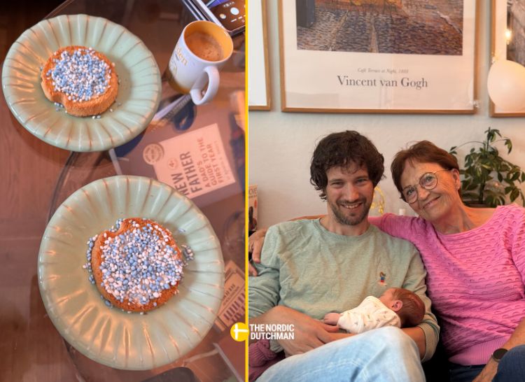 Een trotse oma en beschuit met muisjes